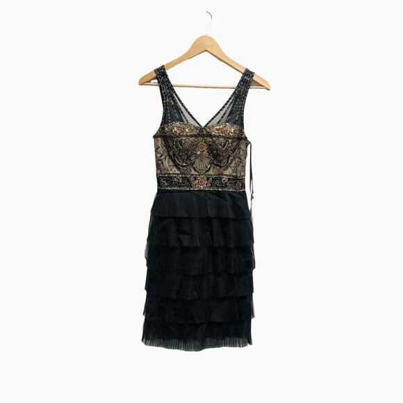 NWT Sue Wong Black Beaded Short Layered Dress Size‎ 2 - Picture 5 of 15